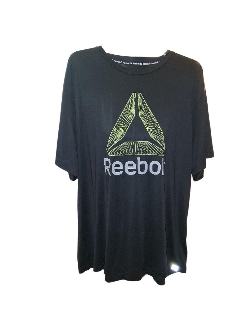 Reebok Mens Black Graphic Logo T-Shirt 3XL Polyester Activewear Casual Crewneck